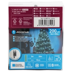 Niskonapięciowe lampki choinkowe 200 led taśmowe Zimna biel, 20 m